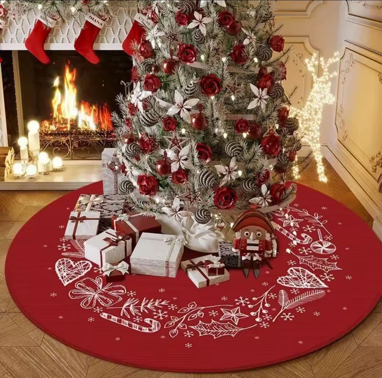 Christmas Tree Rug Snowflake Carpet Mat