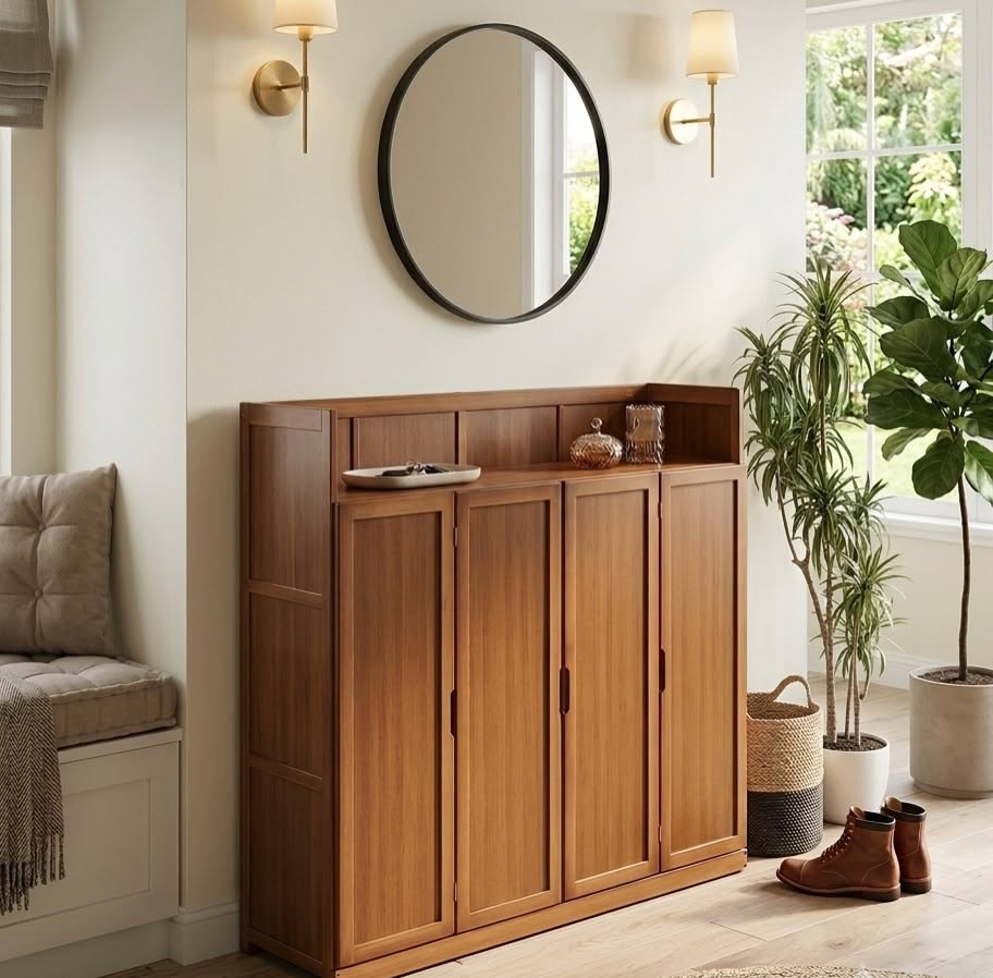 7 Layer Bamboo Shoe Cabinet with Top Storage Shelf