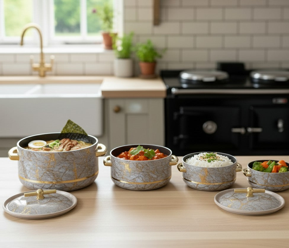 Set of 4 Brown Hotpots