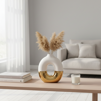 Gold Electroplated Ceramic Flower Vase