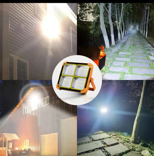 Portable solar emergency light with inbuilt solar panel, USB charging, and bright LED illumination