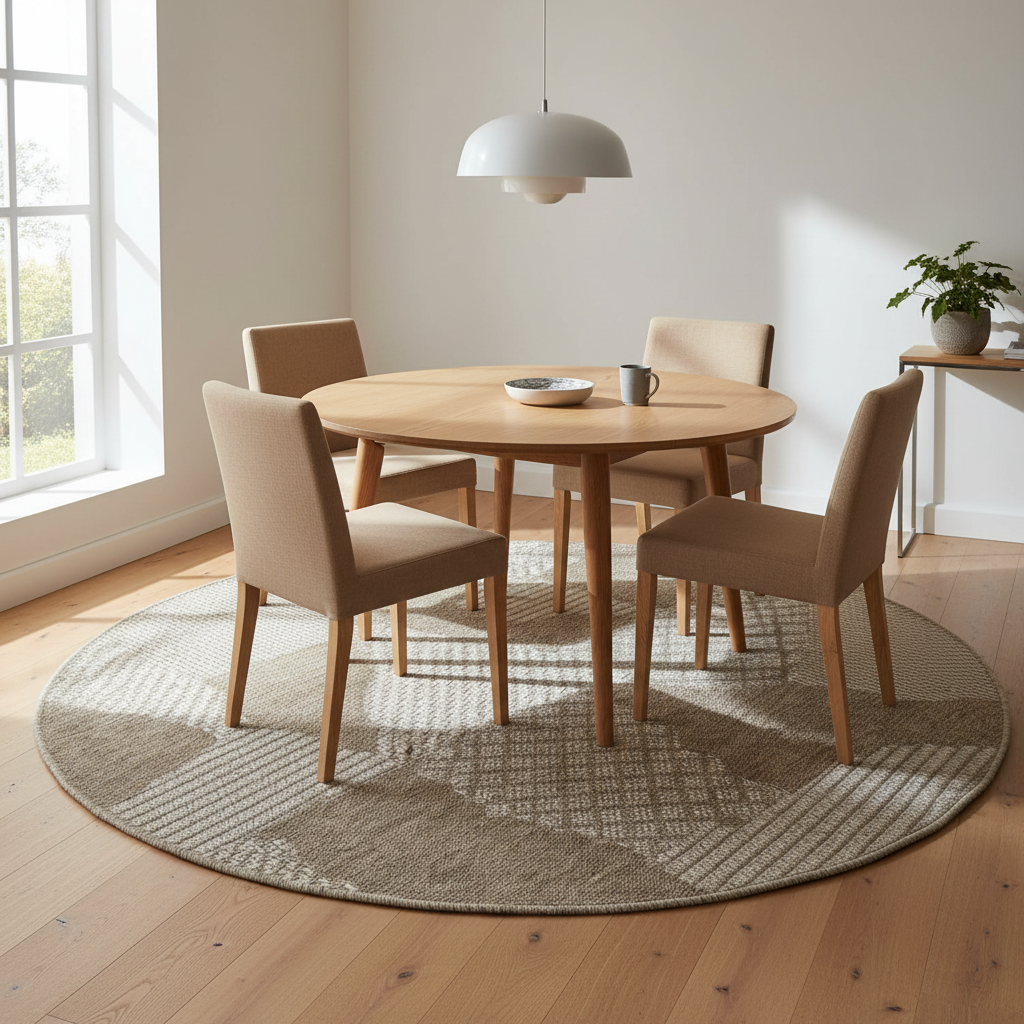 Oriental Weavers Oria Round Abstract Geometric Patchwork Pattern Flat Weave Rug KBORIE214