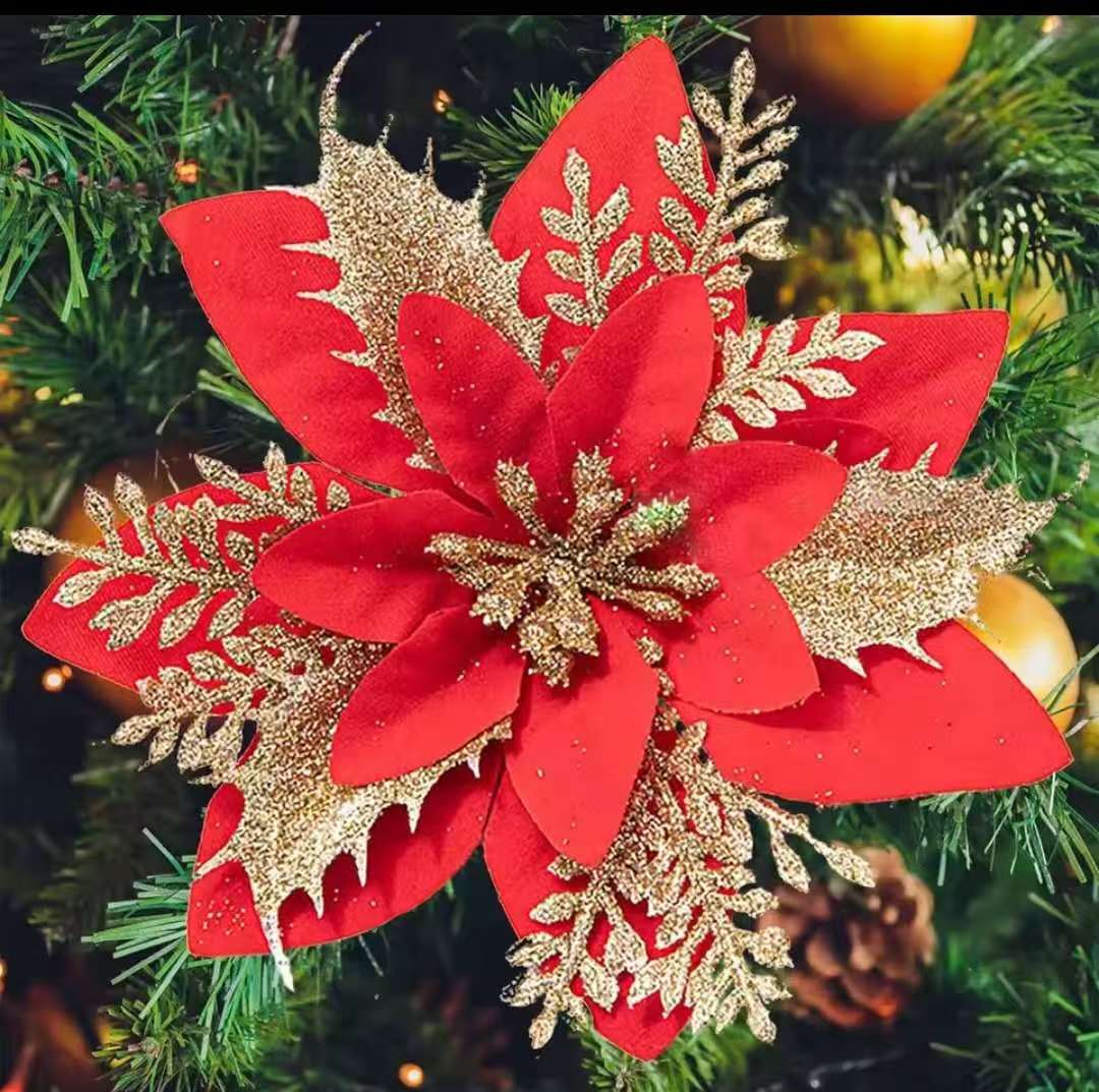 3Pcs Christmas Flower Decor For Tree Decoration