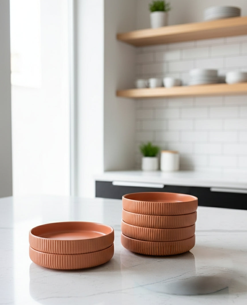 6Pcs Ribbed Pasta Plate