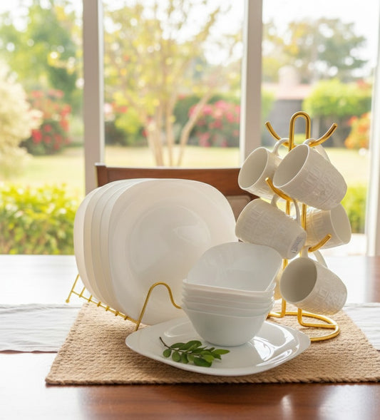 18Pc White Ceramic Dinner Set