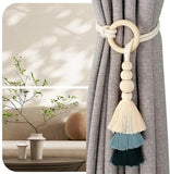 2pcs Wooden Bead Tassel Curtain Tiebacks