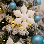 15cm White Glitter Snowflake Christmas Ornaments for Snow Flocked Trees and Festive Decorations available in Nairobi, Kenya