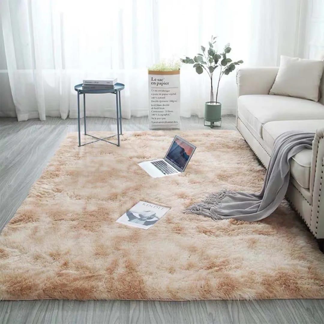 Soft fluffy plain bedside mat for bedroom comfort