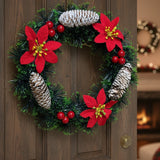 Christmas Wreath With Red Berries, Pine Garland, Corn, And Flowers
