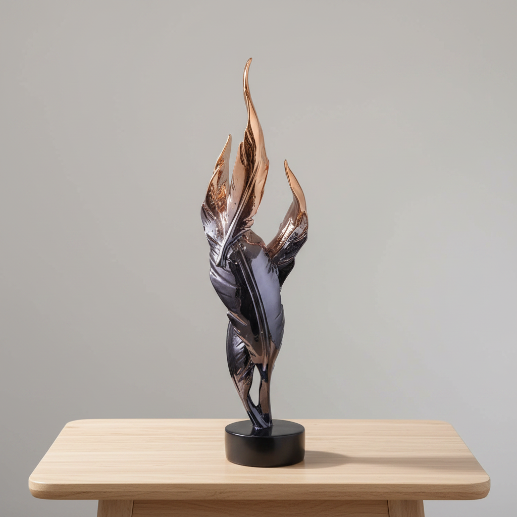 Black Copper Twisted Feather Sculpture