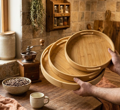 3pcs Bamboo Food Storage & Serving Trays