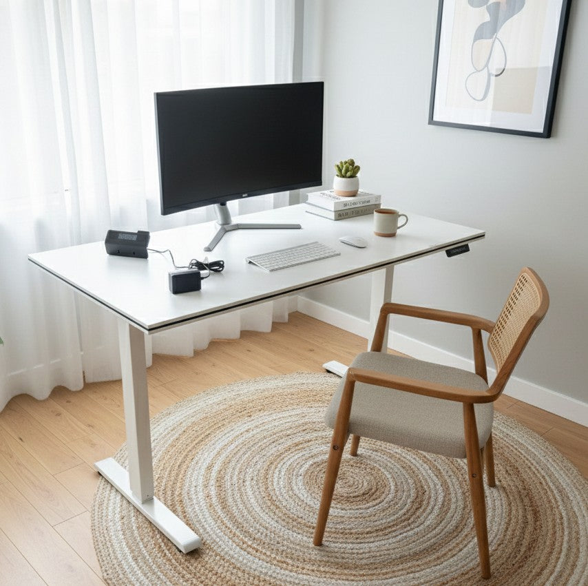 1.4m electric height adjustable office desk.