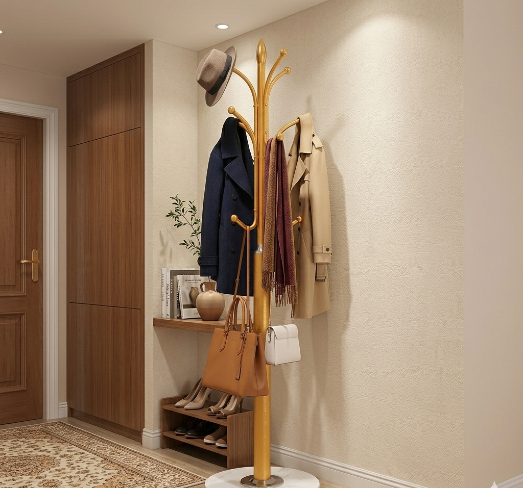 Gemelli Colllection gold coat stand 178cm luxury coat rack marble base modern hallway bedroom office clothes hanger stand elegant gold metal coat tree storage organiser stand