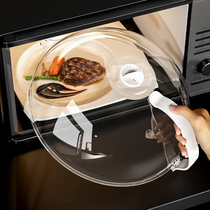 High temperature resistant microwave food cover for splatter protection.