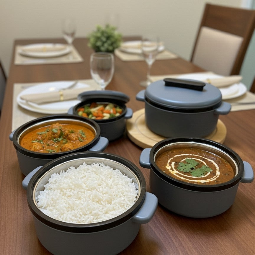 4Pcs insulated stainless steel hotpot set