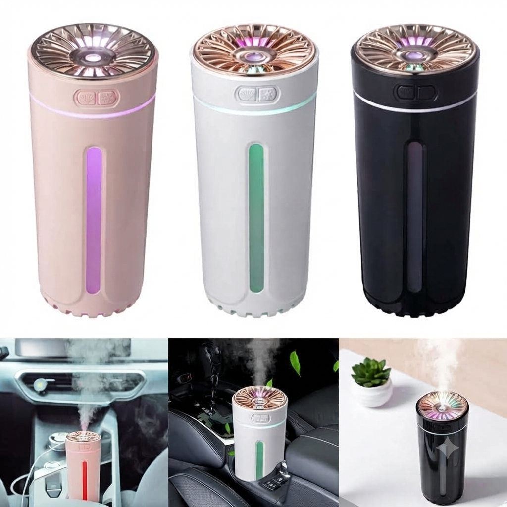 300ml rechargeable wireless car air humidifier and aroma diffuser with colorful night light
