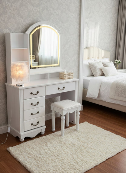 Wooden Dressing Table with LED Light