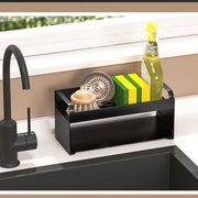 Compact kitchen sink organizer with self-draining design