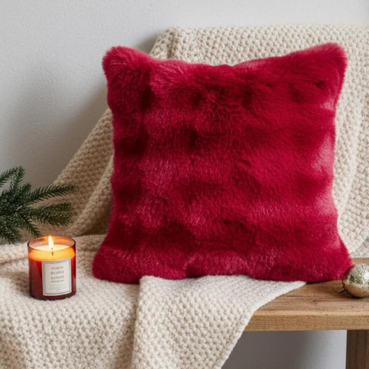 3pcs Rabbit Fur Cushion Covers