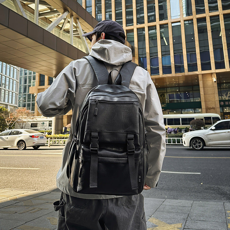 PU Leather Water Resistant Business Travel School Bag