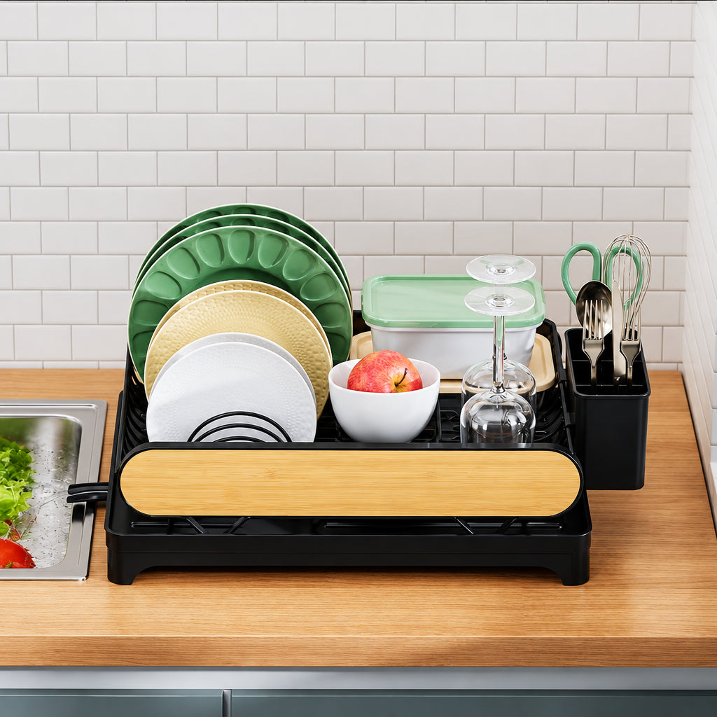 Countertop Dish Drying Rack with Drainage Tray