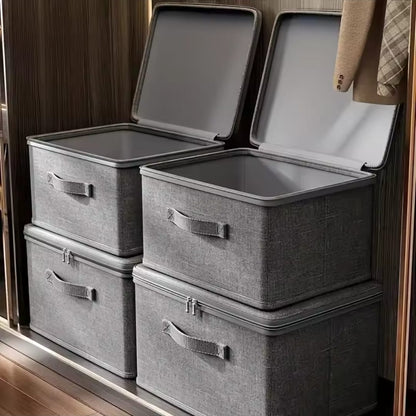 Foldable rectangular fabric storage box with lid, waterproof and multi-purpose