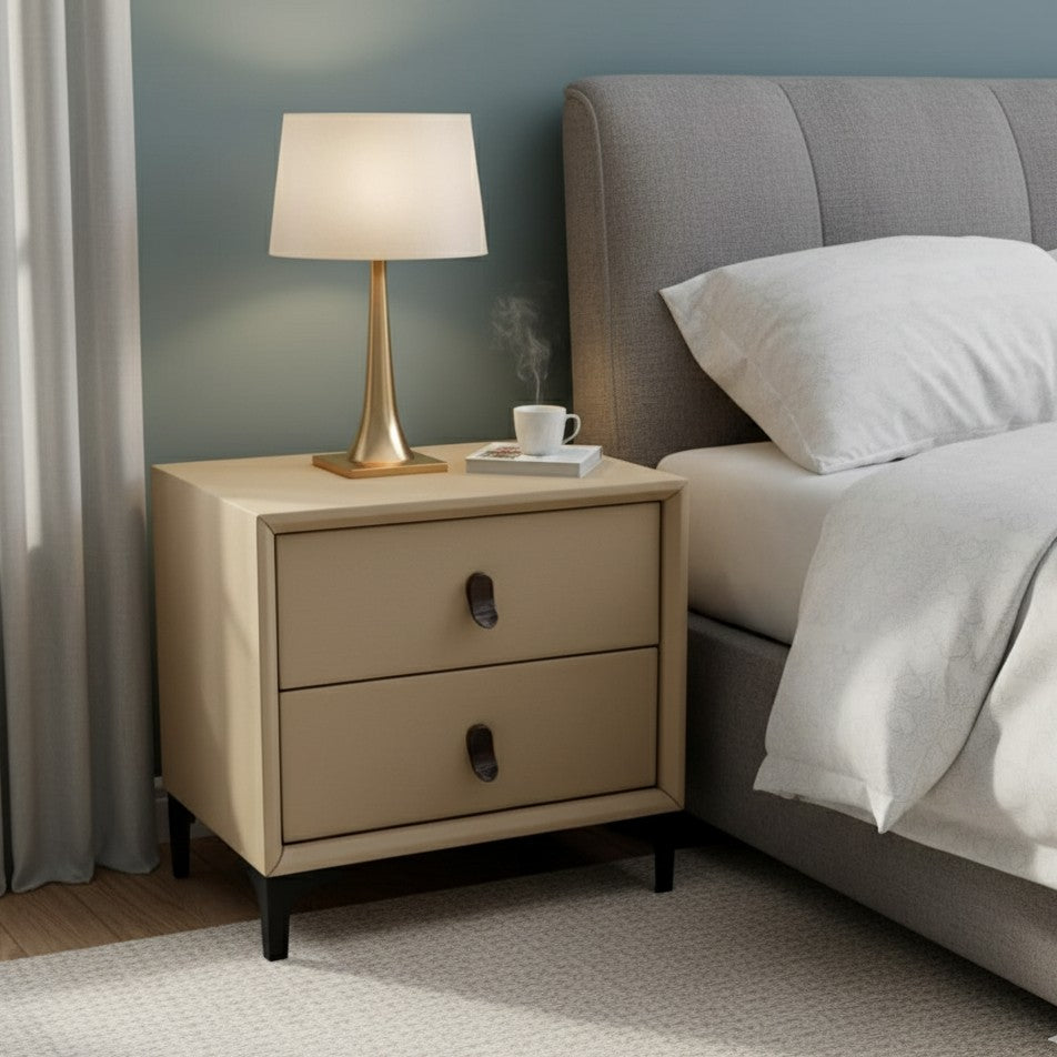Modern Wooden Nightstand With 2 Drawers