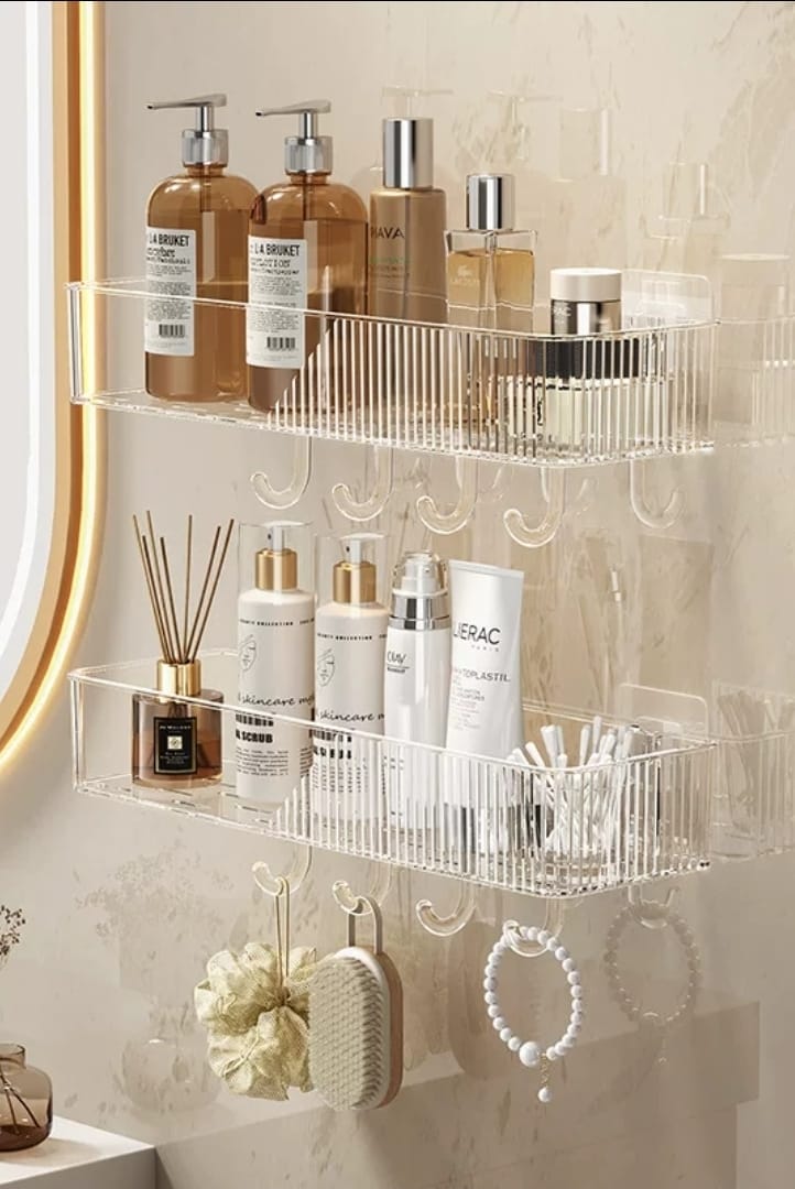 Acrylic Storage Shelf with Clear Hooks