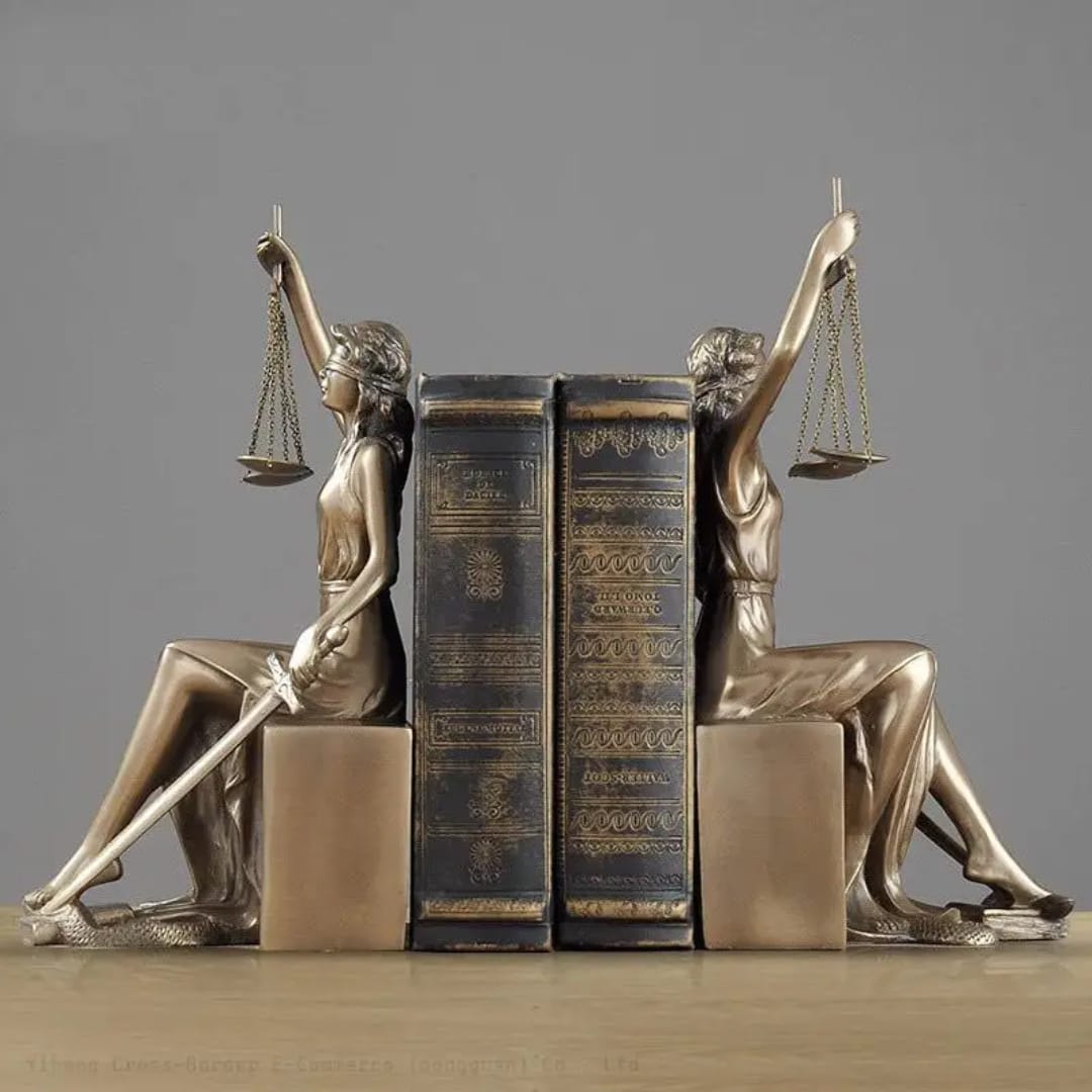 Lady Justice Bronze Finish Bookend Statue