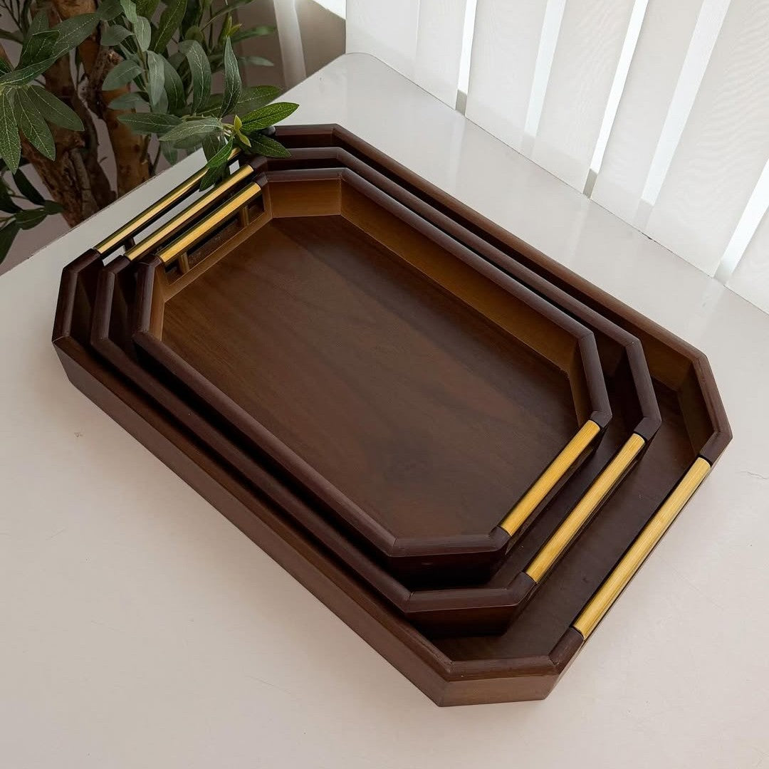 3Pc Octagonal Serving Tray Set