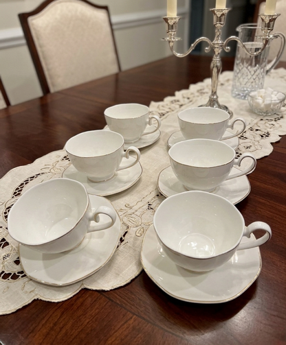 12 Piece European tea set with 6 cups and 6 matching saucers for elegant tea serving