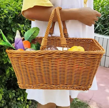 Picnic And Outdoor Rattan Shopping Basket