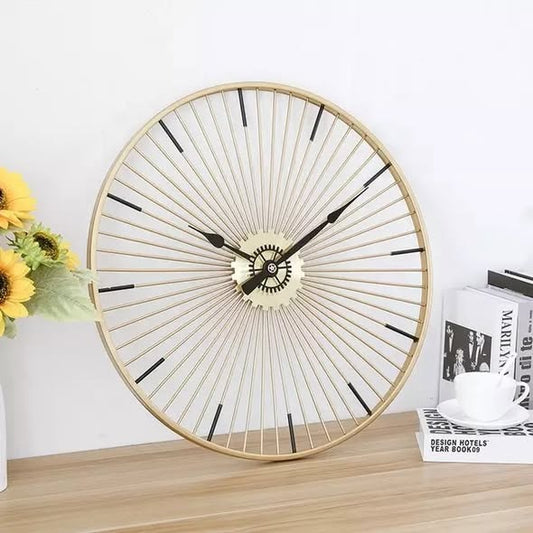 Large antique-style pendulum wall clock with square metal frame for home décor