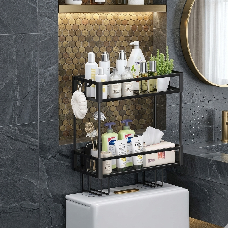 2 Tier Space Saving Over The Toilet Storage Rack