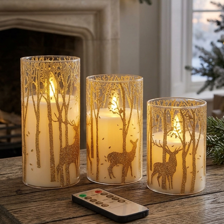 3 Piece LED Remote Control Candle Set