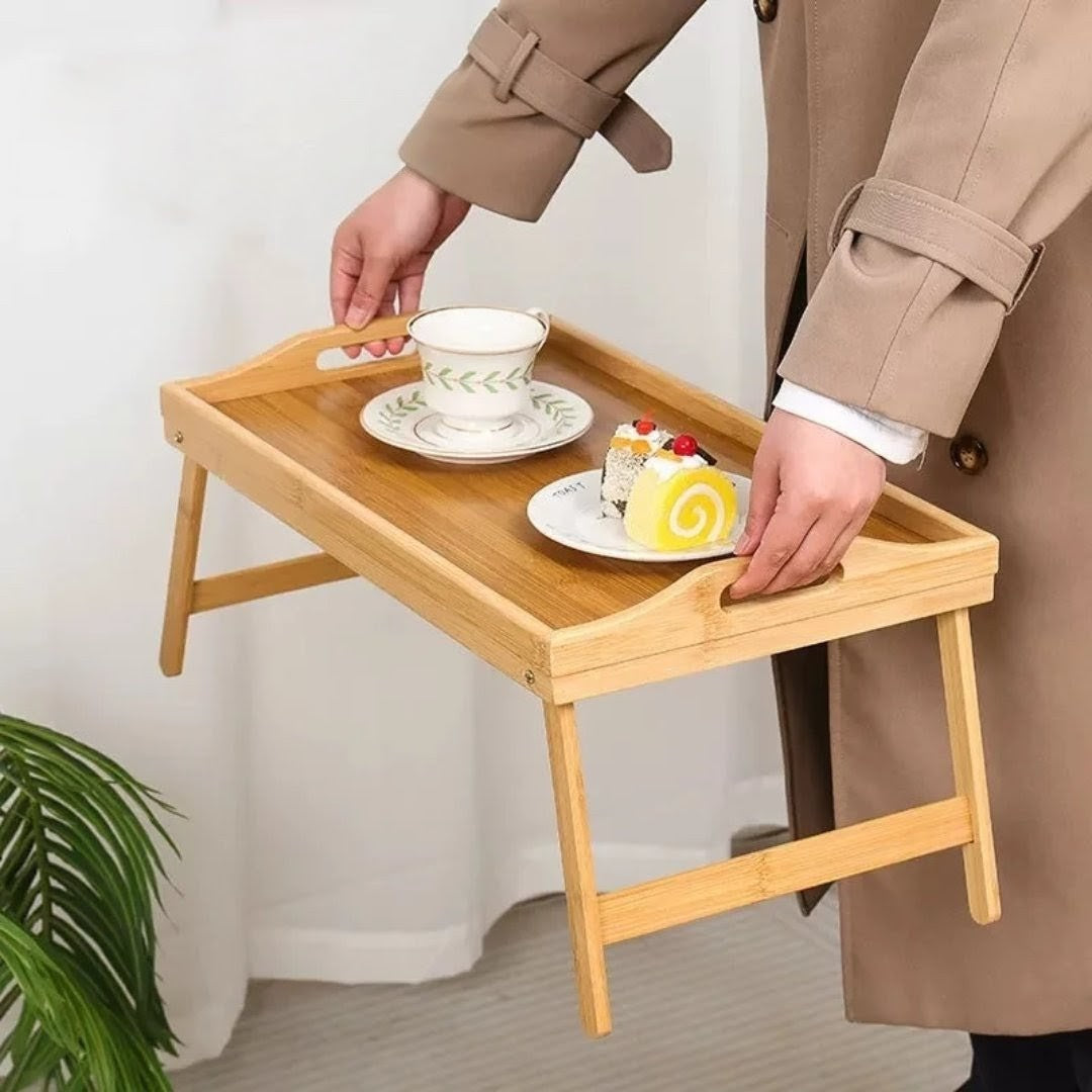 Breakfast In Bed Foldable Bamboo Tray