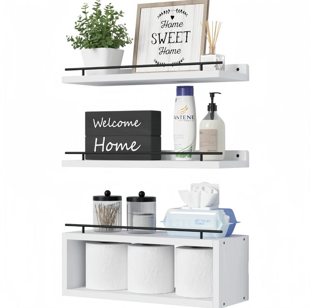 Solid Pine Wood Bathroom Floating Shelves