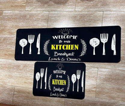 2-Piece Kitchen And Bathroom Mat Set