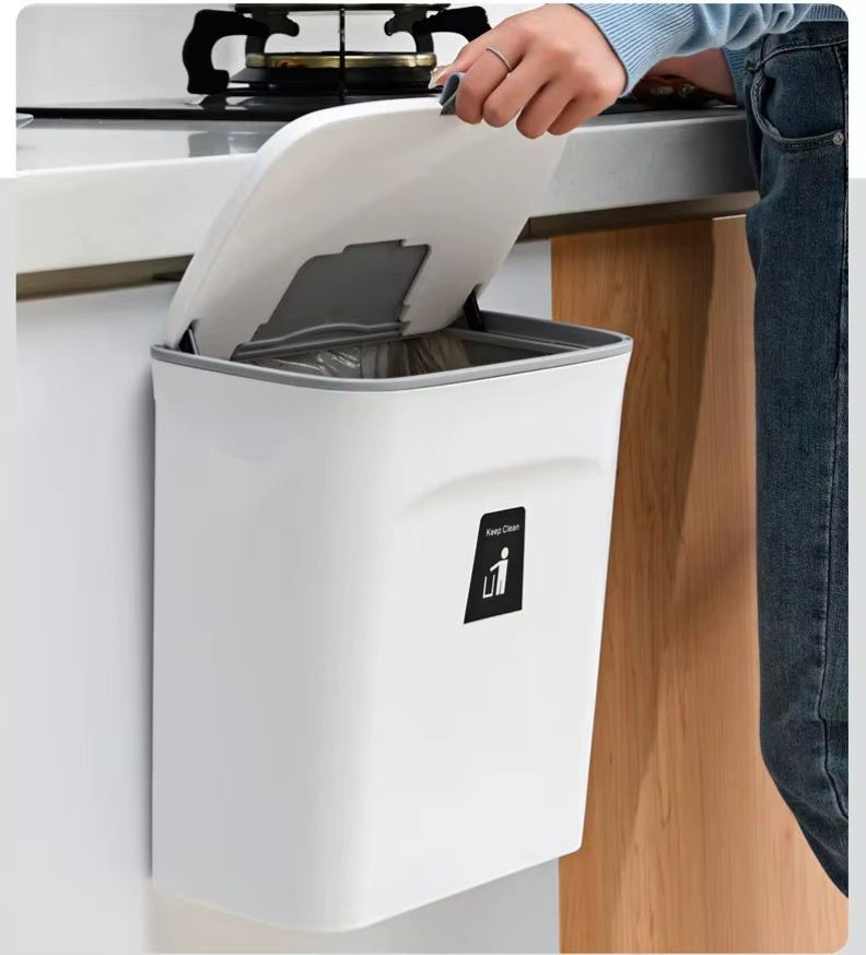 Kitchen Wall-Mounted Trash Can With Lid