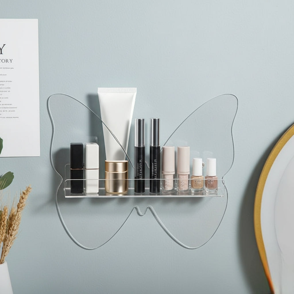 Acrylic Butterfly Design Floating Bathroom Shelf