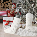 4Pc Christmas White Faux Fur Socks with Snowflakes