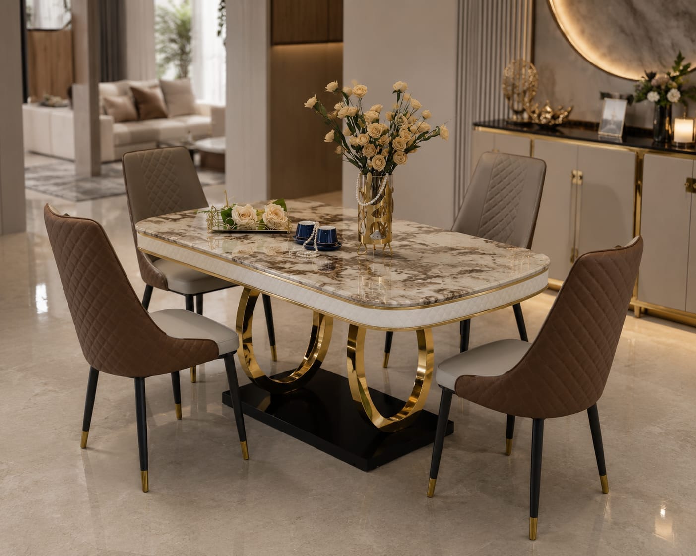 5-piece dining set with one table and four chairs for stylish, comfortable, and modern home dining.
