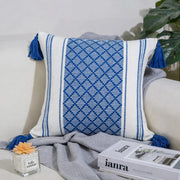 Scandinavian style throw pillow cover with tassels, 45x45cm, decorative home accent