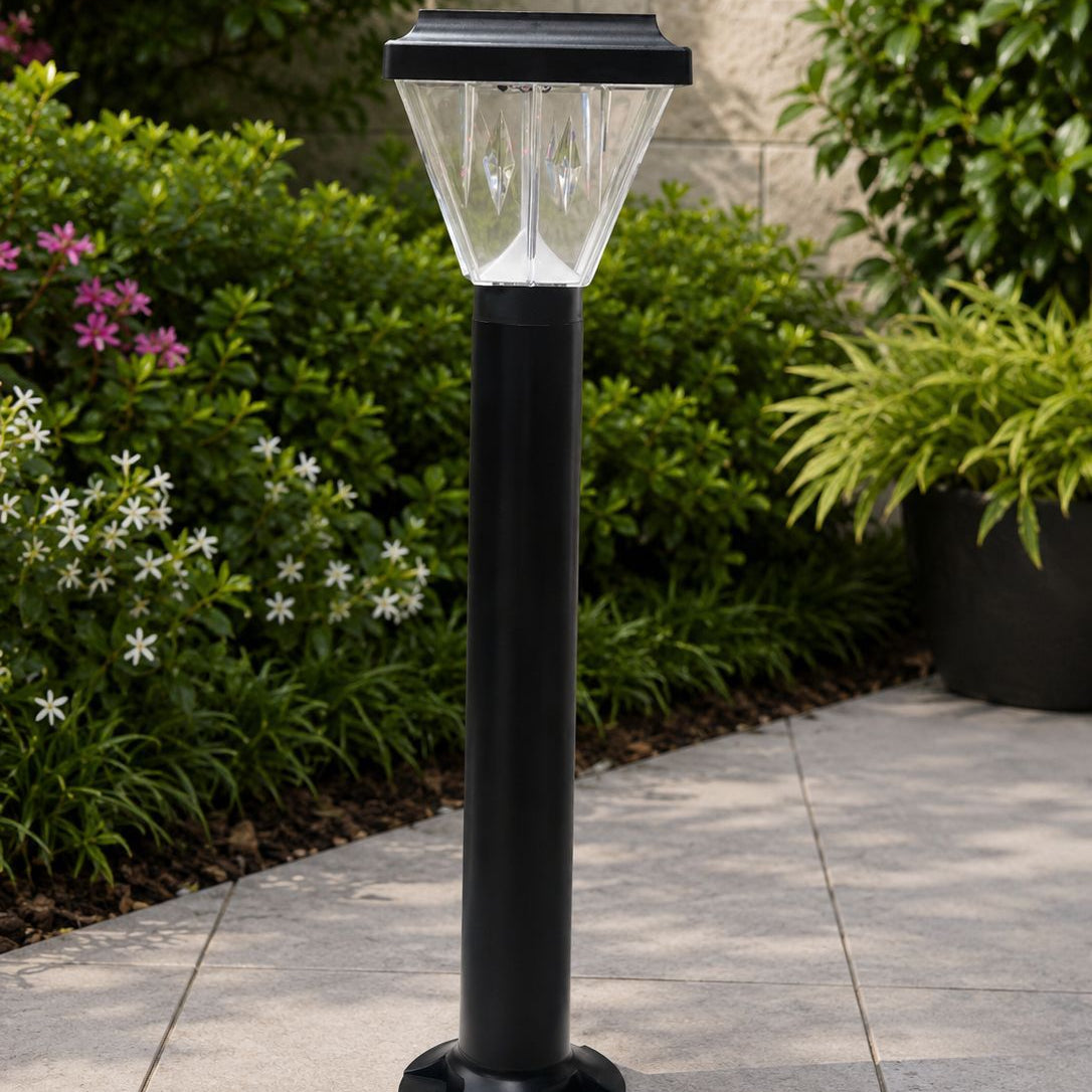 Black Solar-Powered Garden Lamp LED Bollard Light