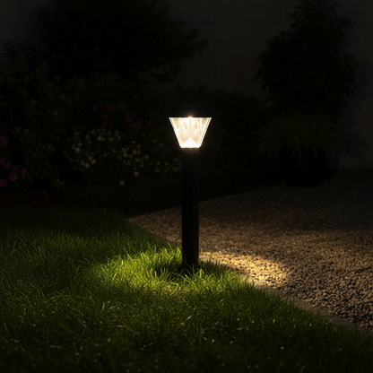 Black Solar-Powered Garden Lamp LED Bollard Light