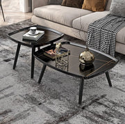Black and grey 2-piece modern nesting coffee table set
