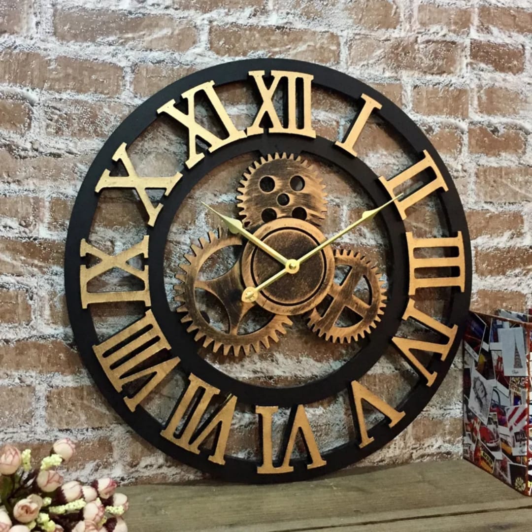 Non Moving Gears Vintage Wall Clock