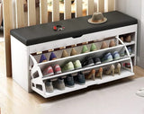Bucket Flip Shoe Cabinet with Cushioned Seat