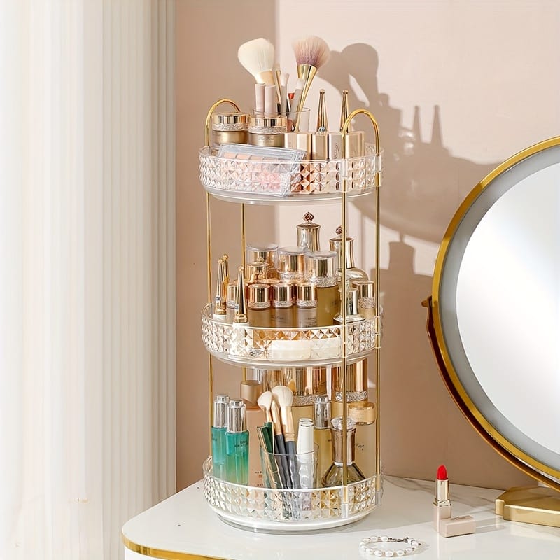 Multi Layer Stackable Acrylic Jewelry Organizer with Rotating Base