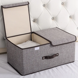 Foldable Cotton Linen Closet Storage Box with Double Cover